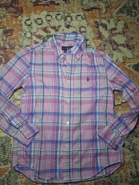 Ralph Lauren Pink & Blue Plaid Button-Down Shirt